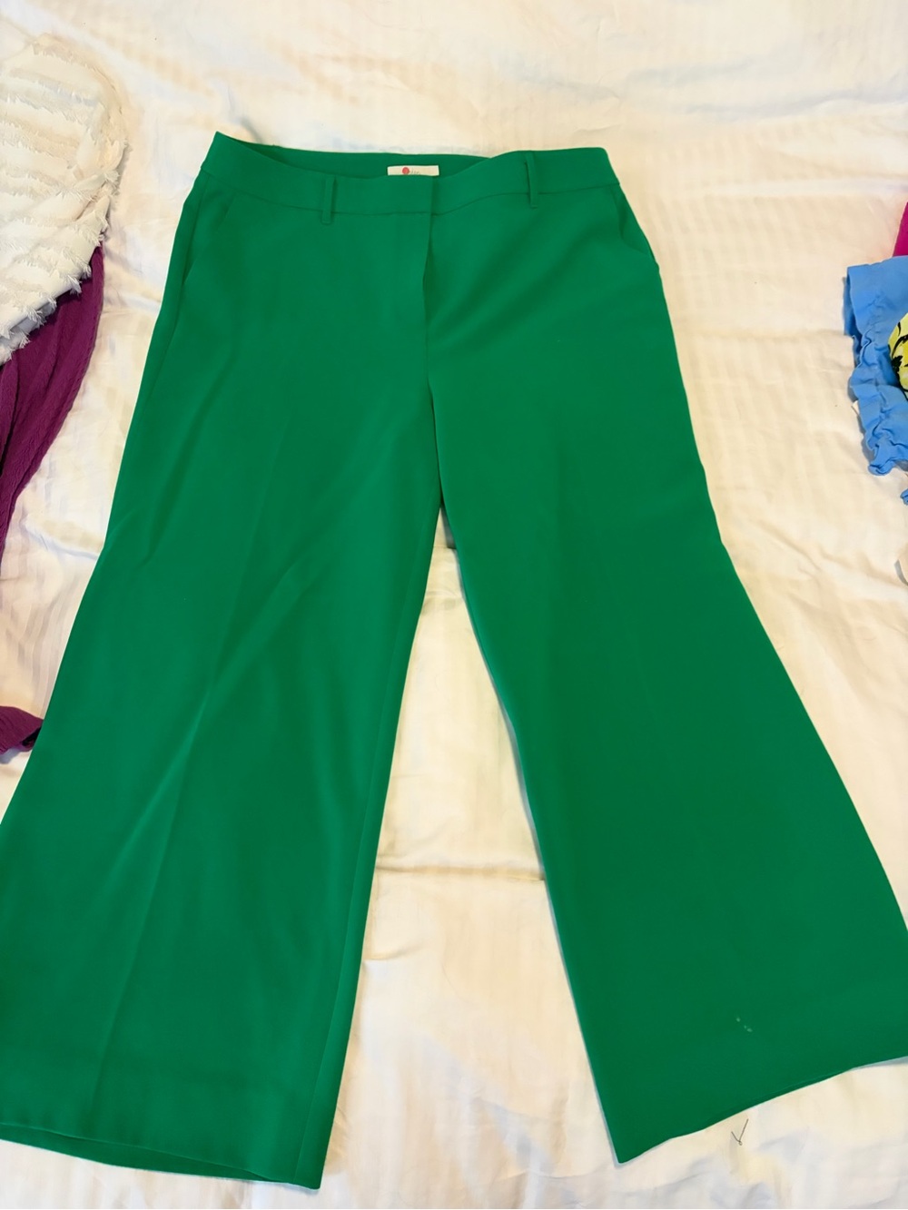 Boden Bright Green Wide-Leg Trousers